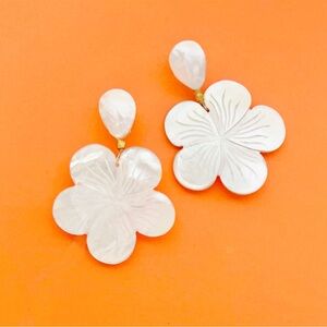 Mother of Pearl Flower Statement Earrings